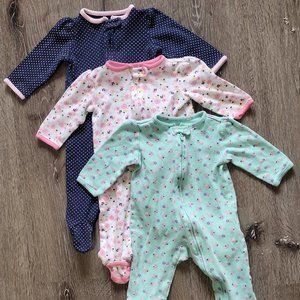 Carter's Size 3-6 Months Set of Three Long Sleeve With Pants Onesies 15028